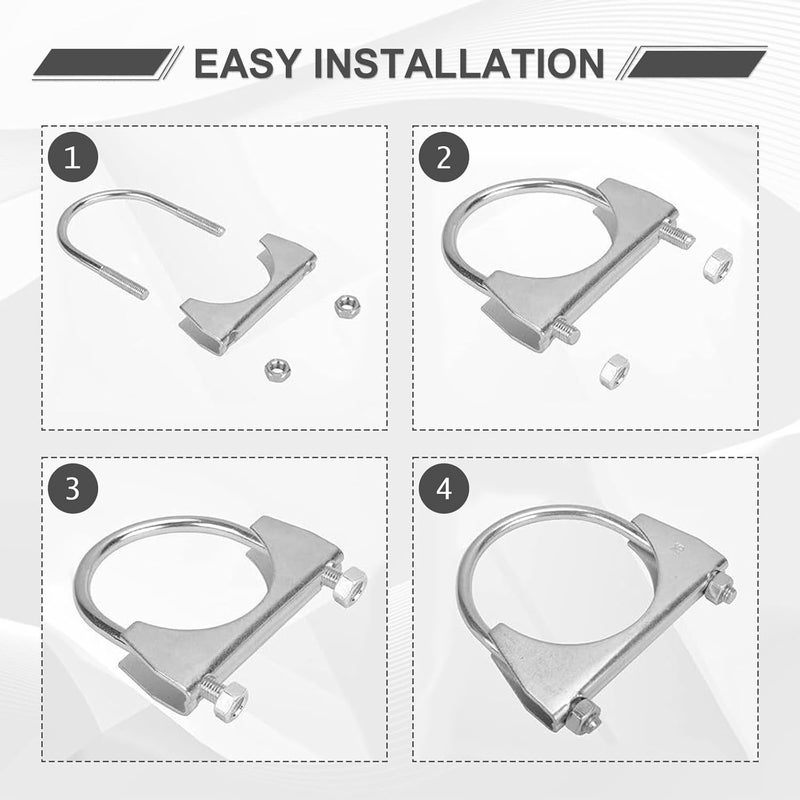 GESEXI 3"" U-shaped Exhaust Pipe Clamp Mild Steel Muffler Exhaust Clamps with Anti-Rust Coat Pack of 4 - Image 5